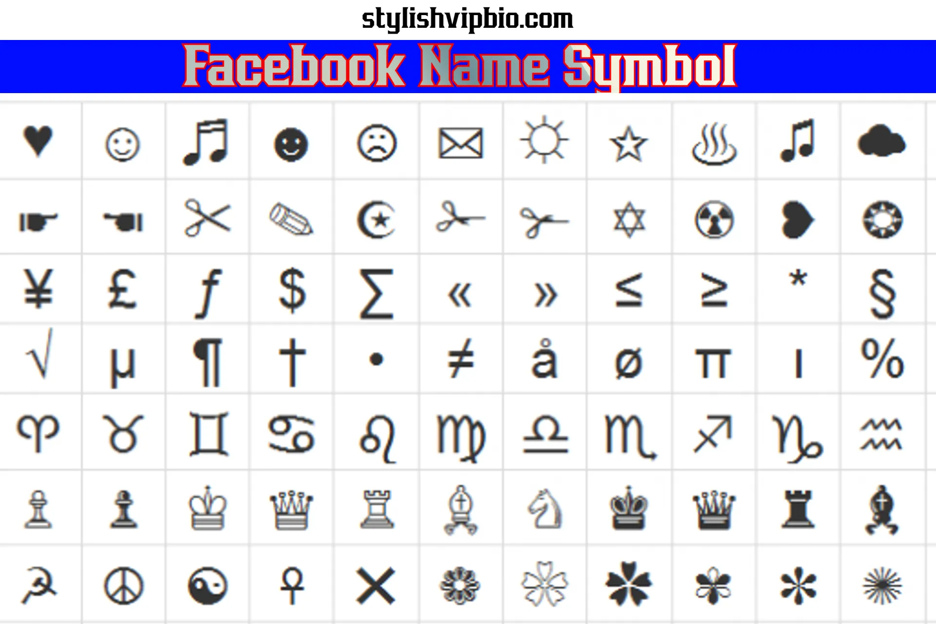 Facebook Name Symbol