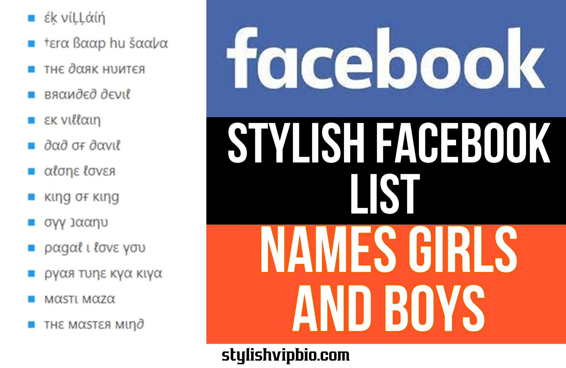 Stylish Facebook List Names Girls And Boys